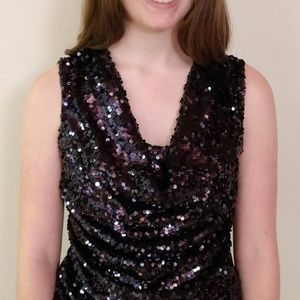 Tahari sleeveless sequin top